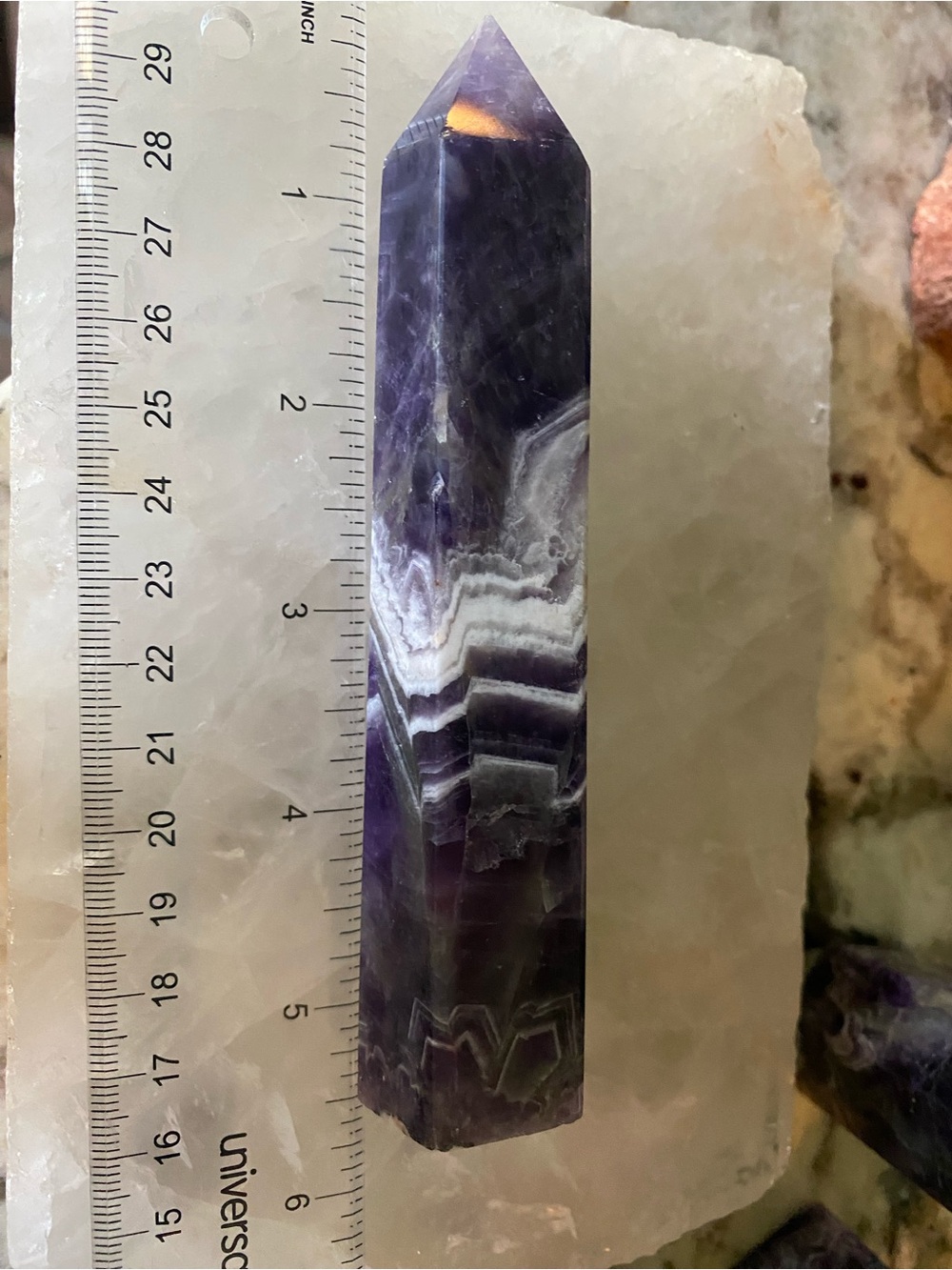 Dream Amethyst Crystal Towers – Beautiful White Banding and Soothing Energy - Picture 4 of 7
